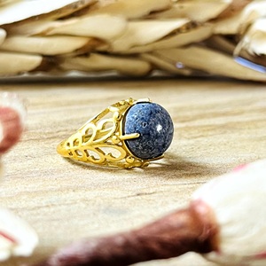 Unique Design Boho Lapis <b>Ring</b> Ethnic Brass <b>Ring</b> Women 18k Gold Plated Vintage Filigree Jewelry <b>Dainty</b> Cocktail Wholesale/OEM/ODM - Product Image 1