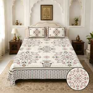 Parure de lit Amrita personnalisable, imprimée à la main, 100% coton de qualité, motif floral, 3 pièces, 200TC, 40 fils, toutes saisons - Product Image 2