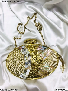 Luxury Crafts Handmade Mother of Pearl Clutch <b>Handbag</b> for Women Stylish New Wedding Wear Purse Evening Party Bag Metal Material - Product Image 2