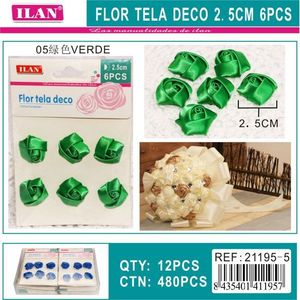 Décoration Florale en Tissu Ilan 2,5 cm Vert 6 Pièces pour Artisanat - Product Image 3