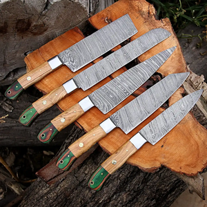 Coffret de couteaux de chef LEGACY BLADES en acier Damas fait main, 5 pièces, couteaux de cuisine professionnels, manche en bois, fournisseur - Product Image 1