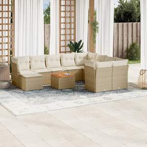 Set Divano da Giardino in Rattan Beige 6 Posti, Arredamento da Esterno Contemporaneo Resistente alle Intemperie, Set Sezionale da Patio - Product Image 3