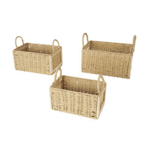 Set of 3 Rattan Woven Storage <b>Baskets</b> Functional and Decorative with Handles - Product Image 1