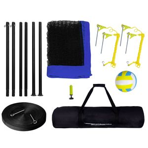 Set Professionale Portatile da Pallavolo per Esterni con Pali in Acciaio Regolabili in Altezza e Rete in PVC, Attrezzatura da Campo C con Pompa - Product Image 1