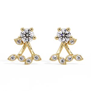Pendientes Florales de Lujo con Diamantes de Laboratorio de Corte Redondo, Oro Puro de 18K, Pendientes Marquise Illusion, Pendientes de Novia para Boda - Product Image 1