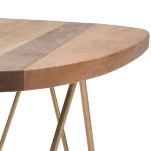 Table d'appoint triangulaire moderne en bois avec pieds en métal doré, table d'appoint faite à la main pour salon, chambre à coucher, canapé - Product Image 5