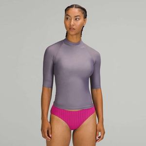 2026 New Arrival Unisex Rash Guard Solid Color <b>UV</b> <b>Protection</b> <b>Swimwear</b> Beach Outdoor Short Sleeve Shirt Custom Logo - Product Image 3