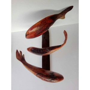 Décoration murale artisanale en bois d'acacia en forme de poisson - Décoration artisanale avec incrustation métallique de Moradabad - Product Image 2
