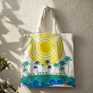 <b>Large</b> Capacity Canvas Tote <b>Bag</b> | Stylish Printed <b>Beach</b> Shopping Tote | Reusable Eco Friendly Women Handbag For Everyday Carry - Product Image 1
