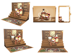 Tarjeta de Felicitación Pop-Up Vintage con Escena de Bar de Whisky, Modelo de Papel Decorativo - Product Image 3