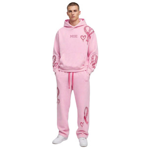 Ensembles de survêtements et sweats à capuche oversize pour hommes, design personnalisé orné de strass, 100 % coton, pour le jogging et le sport - Product Image 1