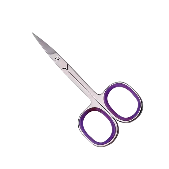 Curved Stainless Steel Manicure Scissor with Sharp Blade Tip and Square Hole Shape
