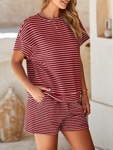 ชุดเซ็ตฤดูร้อนขายดีสำหรับผู้หญิง / แฟชั่นล่าสุด เสื้อผ้าฝ้าย 100% ชุดลำลอง เสื้อยืดแขนสั้นและกางเกงขาสั้นสำหรับผู้หญิง - Product Image 6