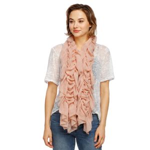 Pink Ruffle Scarf Women Soft Fashion <b>Wrap</b> Shawl Elegant Layered Design Lightweight Neck Accessory Casual Style Winter Apparel - Product Image 1