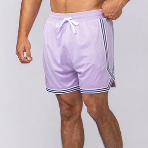 Pantalones Cortos de Malla para Hombre, Sin Bolsillos, con Costuras en Contraste, Largos hasta la Rodilla, Corte Regular, con Logotipo Personalizado, Pantalones Cortos de Baloncesto para Niño - Product Image 5