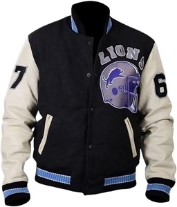 Blouson universitaire personnalisé en toile de haute qualité, coupe-vent, respirant, pour homme, avec broderie et lettres en strass sur le devant, idéal pour l'automne - Product Image 5