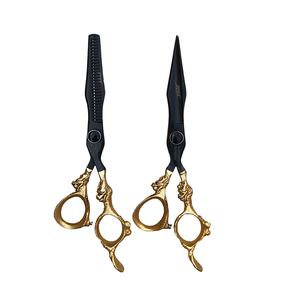 High-end Barber Scissors High Hardness Stainless Steel Hairdressing <b>Shears</b> Sets With Yellow Diamond Bearing Screws - Product Image 1