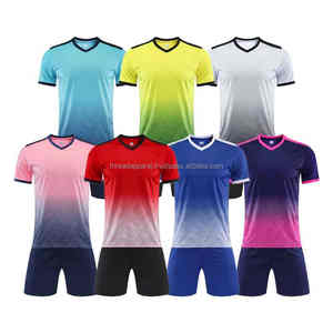 Wholesale Custom <b>Blue</b> <b>and</b> <b>White</b> Soccer Jersey Set Customizable Sports Uniform for Football Training Soccer Wear Set - Product Image 4