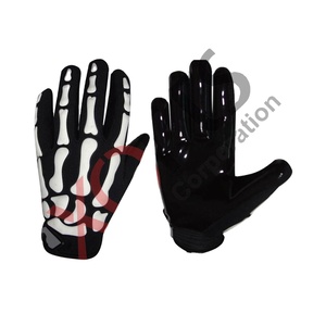 White Black Bones Logo Eco-Friendly Back Hand Padded Lineman American Football Receiver Gloves Kids Adult Lightweight - Product Image 1