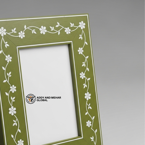 Handcrafted Green Bone Inlay Photo <b>Frame</b> with Floral Vine Design Luxury Decorative <b>Picture</b> <b>Frame</b> for Home & Office Decor - Product Image 3