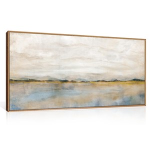 Tableau mural en toile avec cadre en bois de Sheesham, paysage de la saison des pluies - Décoration en gros - Product Image 1