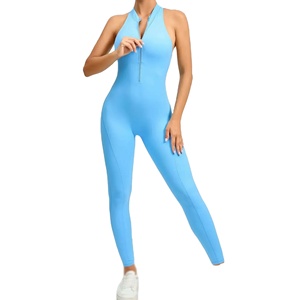 Ensemble de gymnastique sexy réversible une pièce pour femmes combinaison de sport sans manches à fermeture éclair pour le yoga et le fitness - Product Image 3
