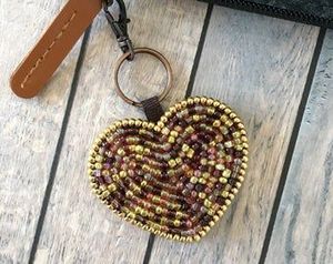 Artisan Crafted Romantic Style Handmade Heart Beadwork <b>Bag</b> Charm Decorative Fashion Accessory for Trendy Handbags - Product Image 2