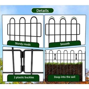 10 Pezzi Recinzione Decorativa in Ferro Battuto per Esterni 12x16,5 Pollici, Barriera Protettiva in Metallo per Giardino, Prato e Animali - Product Image 2