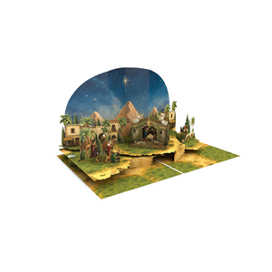 Carte de vœux de Noël 3D écologique en papier fait main avec scène de village d'hiver - Product Image 3