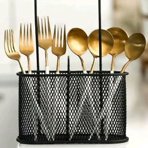 Porte-couverts en métal au fini artistique pour collection de cuisine design, ajoutant une touche sophistiquée à l'organisation - Product Image 1