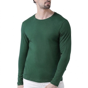 T-shirts de sport à manches longues pour hommes, 100 % coton, 300 grammes, respirants, séchage rapide, avec logo personnalisé, pour entraînements de fitness (vente en gros) - Product Image 3
