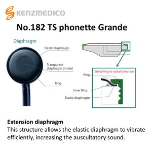 Stéthoscope cardiologique professionnel TS phonette Grande No.182, tête simple, KENZMEDICO, fabriqué au Japon - Product Image 5
