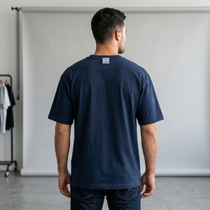 Men's T Shirt <b>Navy</b> Blue Abstract Graphic Print Crew Neck Short Sleeve Oversized Fit Casual Streetwear <b>Tshirt</b> - Product Image 2