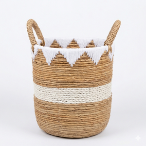 Cesta de Almacenamiento Tejida de Fibra de Plátano Natural ZARA con Asas, Organizador Decorativo Hecho a Mano, Decoración Ecológica para el Hogar, Estilo Rústico - Product Image 1