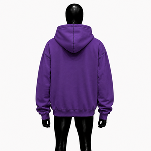 Sudadera con capucha morada extragrande personalizada para hombre, estilo urbano, con cremallera completa, hombros caídos, moda casual, venta al por mayor - Product Image 2