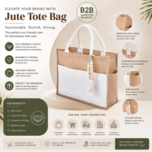 Juco Luxury Jute Travel Tote Bag Cotton Handles Reusable Carry Bag for Women Travel Shopping Office Storage B2B Wholesale - Product Image 5