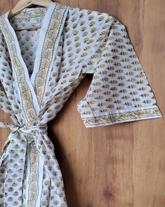 Última Oferta: Kimono Estampado de Algodón con Estampado Floral Hecho a Mano, Transpirable, de Manga Larga, Disponible en Varias Tallas - Product Image 5