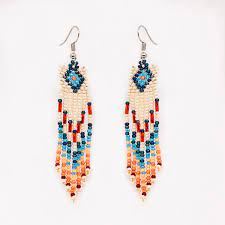 Boucles d'oreilles pendantes artisanales pour femmes, perles colorées, longues franges, tendance, écologiques, personnalisables, coffret cadeau promotionnel - Product Image 2