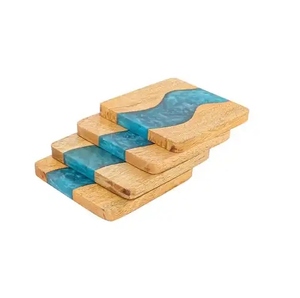Handcrafted Natural Wood & Epoxy Resin Coasters Modern Decorative Coaster Set for Office Restaurant Wedding & Corporate Gifts - Product Image 1