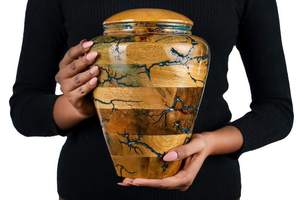 Green Epoxy Rosewood Cremation Urn Wooden <b>Ashes</b> Memorial <b>Casket</b> <b>for</b> Human Burial Columbarium - Product Image 4