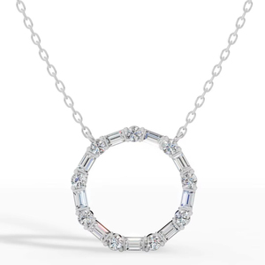 Unity Circle <b>Necklace</b> Brilliant Cut Lab Grown Diamond 925 silver Colorless VVS Minimalist Women's Wedding Anniversary - Product Image 1