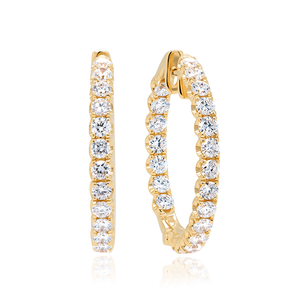 IGI Certified Lab Grown Diamond <b>Hoop</b> Earrings 14K White Gold Rhodium Plated <b>Large</b> Brilliant Cut Luxury Anniversary Wedding Party - Product Image 3