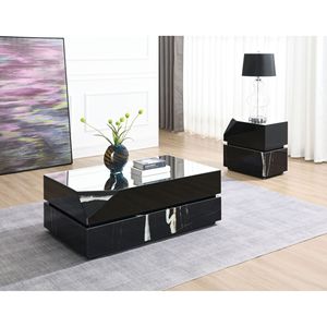Drisana <b>Black</b> Mirrored Finish <b>Console</b> <b>Table</b> End <b>Table</b> with Stylish Design - Product Image 4