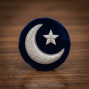 Custom Masonic Regalia Bullion <b>Wire</b> Crescent Moon and Star Velvet Badge Hand Embroidered <b>Silver</b> <b>Wire</b> Pin Crest Masonic Emblems - Product Image 1