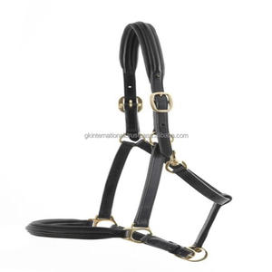 Licou de cheval en cuir rembourré de luxe d'aspect anglais classique avec double boucles et muserolle réglable marchandises équestres de cheval de licou - Product Image 4