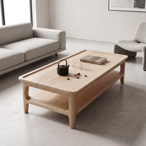 Mesa de Centro Moderna de Madera con Estante Inferior y Diseño de Bordes Redondeados para Sala de Estar - Product Image 4