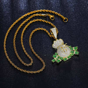 Collares de Plata S925 con Moissanita, Colgante de Bolsa de Dinero con Color VVS, Joyería Creativa Estilo Hip Hop - Product Image 1