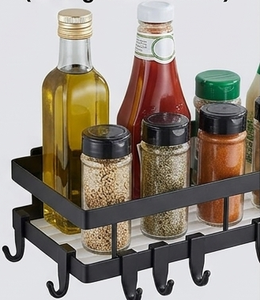 Premium Black <b>Metal</b> <b>Wall</b> Mounted <b>Cabinet</b> Rack with Sturdy Storage Shelves Holder Exclusive Design for Multipurpose Kitchenware - Product Image 5