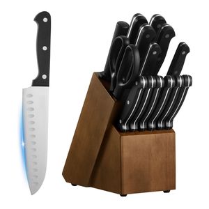 Set di 15 Coltelli da Cucina in Acciaio Inossidabile Tedesco ad Alto Contenuto di Carbonio con Blocco Affilatore e Manici Ergonomici in ABS - Product Image 1