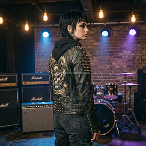 Custom Women <b>Punk</b> Rock Studded Real Leather <b>Jacket</b> Heavy Metal Spike Distressed Black Cowhide Biker Coat Wholesale Supplier - Product Image 3